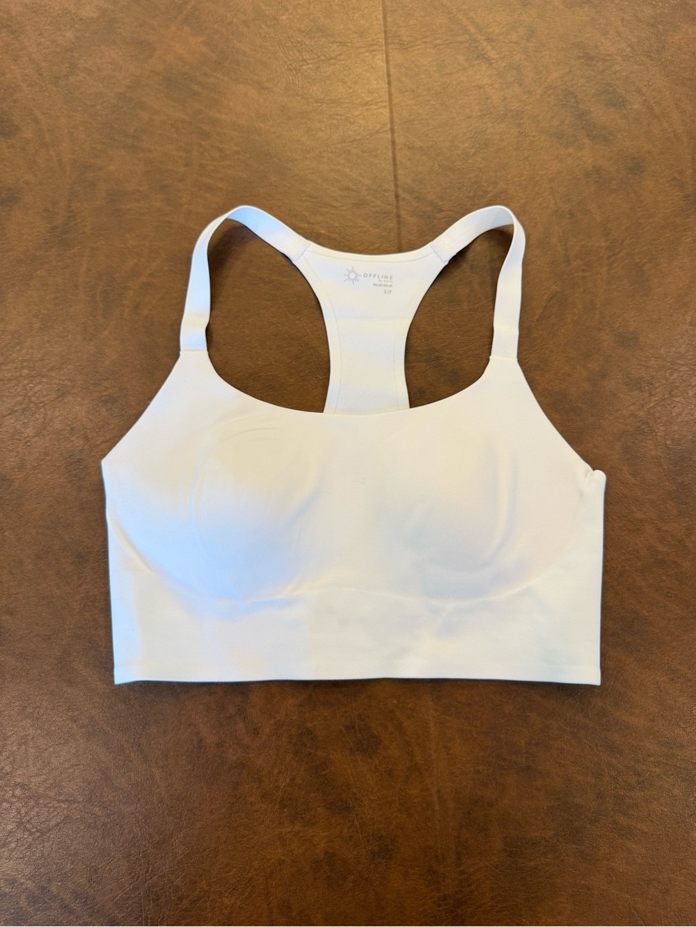 Aerie OFFLINE White Racerback Seamless Sports Bra Women’s Size Small